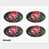 赤と白の明るい赤紫色の花の庭の開花 楕円形シール (シート)