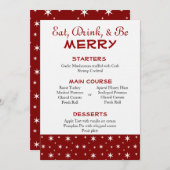 赤と白の星のクリスマスメニュー 招待状 (正面/裏面)