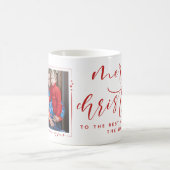 赤と白の星の家族の写真メリークリスマス コーヒーマグカップ (中央)