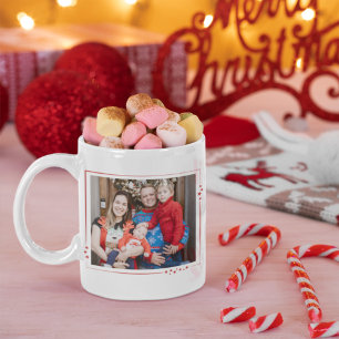 赤と白の星の家族の写真メリークリスマス コーヒーマグカップ