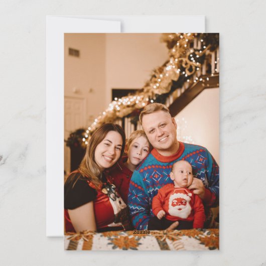 赤と白の星2枚の写真メリークリスマス シーズンカード (裏面)