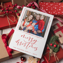 赤と白の星2枚の写真メリークリスマス シーズンカード