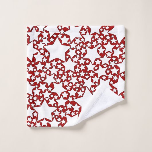 赤と白の星、星、星 バスタオルセット (ウォッシュタオル)