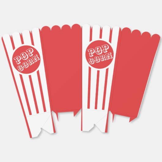 赤と白の映画ストライプのポップコーン フェイバーボックス (見開き)