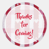 赤と白の格子縞ありがとう ラウンドシール (正面)