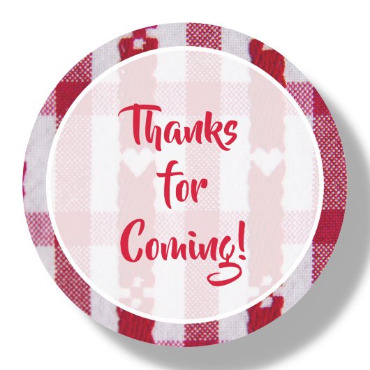 赤と白の格子縞ありがとう ラウンドシール