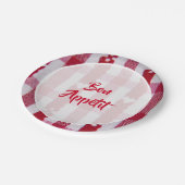 赤と白の格子縞ボンアペティット ペーパープレート (アングル)