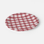 赤と白の格子縞 ペーパープレート (アングル)