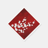 赤と白の桜の花 フローラル スタンダードカクテルナプキン (角)