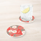 赤と白の桜日本の着物 コースター (側面)