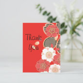 赤と白の桜日本の着物 ポストカード (スタンド正面)