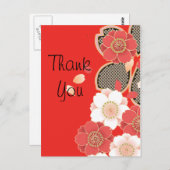 赤と白の桜日本の着物 ポストカード (正面/裏面)