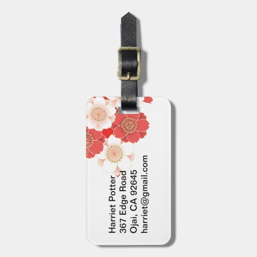 赤と白の桜日本の着物 ラゲッジタグ (正面縦)