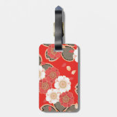 赤と白の桜日本の着物 ラゲッジタグ (裏面縦)