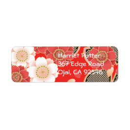 赤と白の桜日本の着物 ラベル