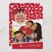 赤と白の楽しいクリスマス ホリデー フォト カード (正面/裏面)