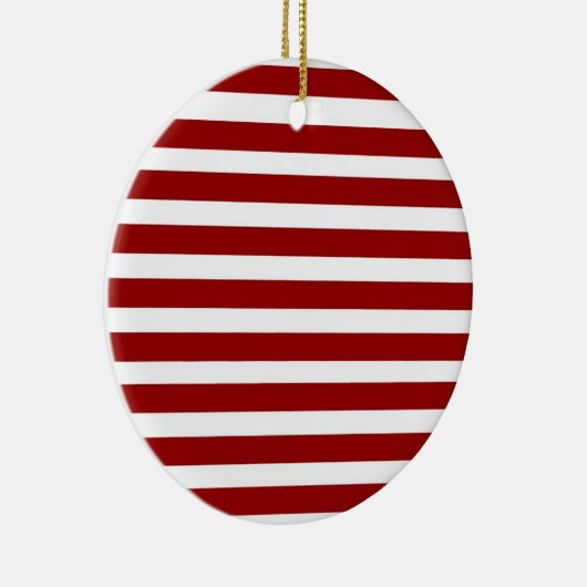 赤と白の横のストライプなパターン セラミックオーナメント (右)