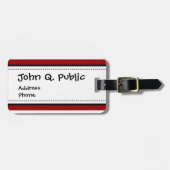 赤と白の横のストライプなパターン ラゲッジタグ (正面横)