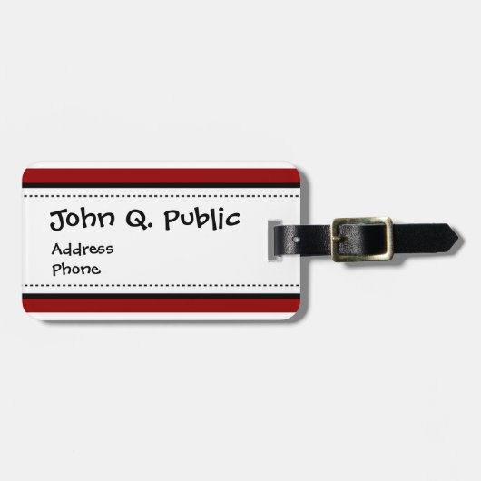 赤と白の横のストライプなパターン ラゲッジタグ (正面横)