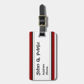 赤と白の横のストライプなパターン ラゲッジタグ (正面縦)