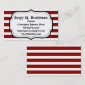 赤と白の横のストライプなパターン 名刺 (正面/裏面)