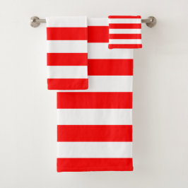赤と白の横は縞で飾ります バスタオルセット