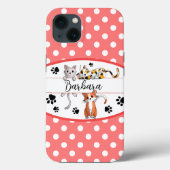 赤と白の水玉模様かわいい子猫カスタム Case-Mate iPhoneケース (裏面)
