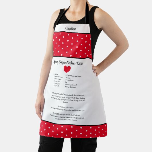赤と白の水玉模様とレシピ。 エプロン (インサイチュ)