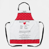 赤と白の水玉模様とレシピ。 エプロン (正面)