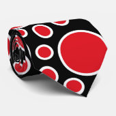 赤と白の水玉模様のタイ ネクタイ (ロール)