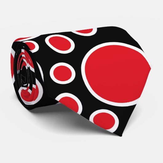 赤と白の水玉模様のタイ ネクタイ (ロール)