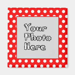 赤と白の水玉模様のフォトフレーム マグネット
