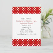 赤と白の水玉模様のプリントのパーティの招待状 招待状 (スタンド正面)