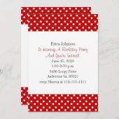 赤と白の水玉模様のプリントのパーティの招待状 招待状 (正面/裏面)
