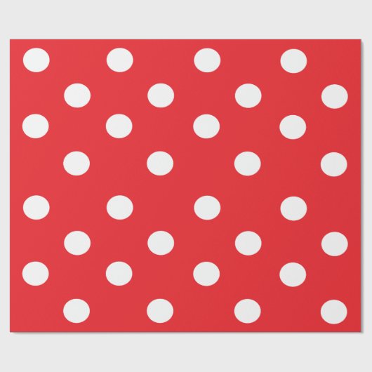 赤と白の水玉模様の包装紙30" x 6" ラッピングペーパー (フラット)