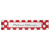 赤と白の水玉模様の名札 デスクネームプレート (正面)