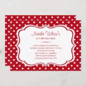 赤と白の水玉模様の招待状 招待状 (正面/裏面)