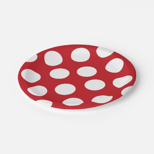 赤と白の水玉模様の紙皿 ペーパープレート (アングル)