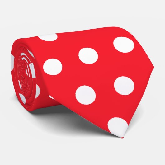 赤と白の水玉模様パターン。 むらがある ネクタイ (ロール)