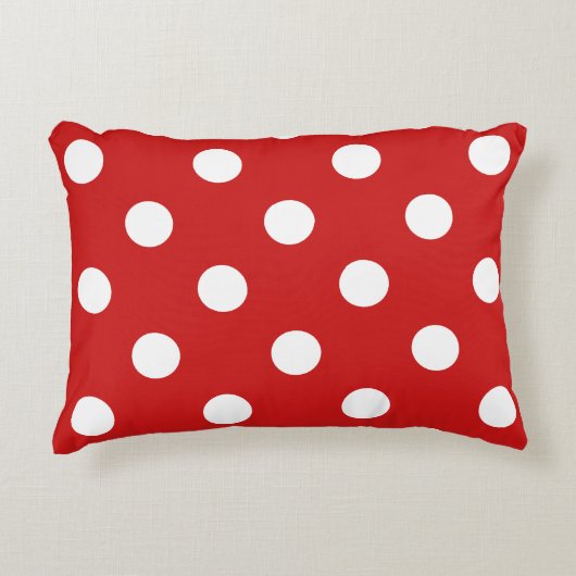 赤と白の水玉模様パターン アクセントクッション (正面)