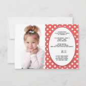 赤と白の水玉模様誕生日パーティフォト招待状 招待状 (正面)