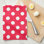 赤と白の水玉模様 キッチンタオル (四つ折り)