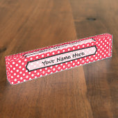 赤と白の水玉模様 デスクネームプレート (側面)