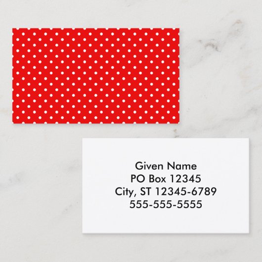 赤と白の水玉模様 名刺 (正面/裏面)