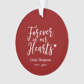 赤と白の永遠のハート記念写真 オーナメント (正面)