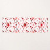 赤と白の沿岸ロブスター🌊🦞パターンモノグラム ヨガマット (正面(横))