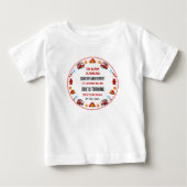 赤と白の消防車の1歳の誕生日パーティー ベビーTシャツ (正面)