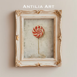 赤と白の渦巻きロリポップのクリスマスキャンディ ポスター