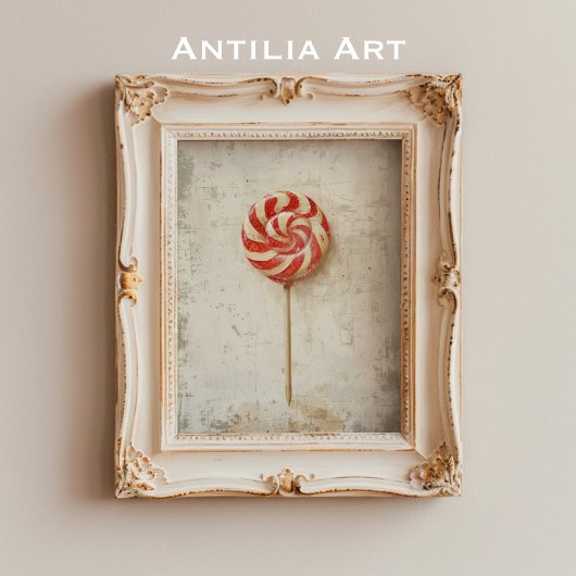 赤と白の渦巻きロリポップのクリスマスキャンディ ポスター