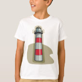 赤と白の灯台の航海風コーストデザイン Tシャツ (正面)